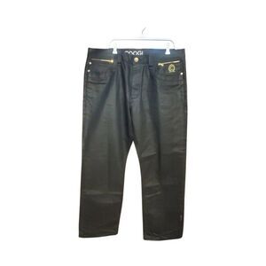 COOGI Mens Sz 40x35 Black Dark Wash Baggy Jeans Hip Hop Y2K Embroidered Pockets